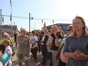 members of the community listen to the program at the grand reopening and 125th anniversary of the Cass County Administration building on October 11, 2024