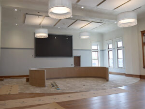 view of the Cass County courtroom during the extensive renovation