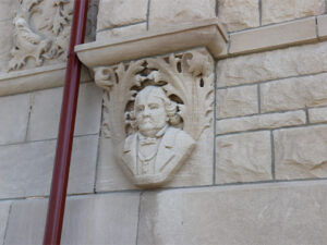 Relief of Lewis Cass in the limestone Cass County Administration building